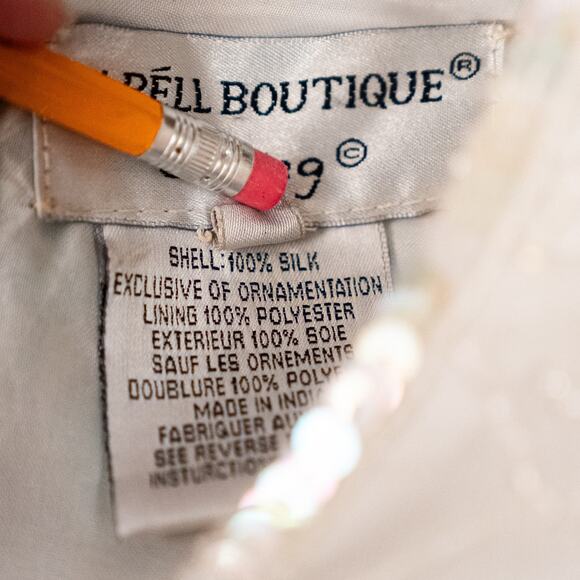 Vintage Papell Hand Made Women's Fairycore Top SMALL Silk Crepe Sequins Beaded - Picture 8 of 8